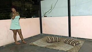 My friend's son surprises me on the terrace with a passionate encounter