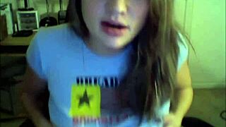 She spreads her huge natural tits and pussy on camera.