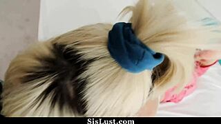 lucky stepbro tastes cute stepsisters sweet pussy, taboo caught moment