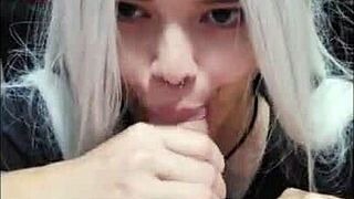 White wolf ofc - white moon sucked from balls to head.