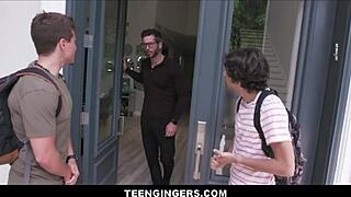 Skinny redhead petite teen 18+ Alexa Nova feels intense pleasure fucking two boys during study session