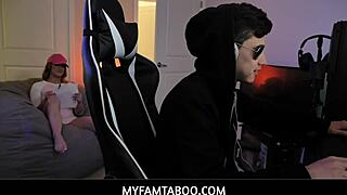 Teen Stepsister Kenzie Madison Interacts with Stepbrother Juan While He Plays Video Games