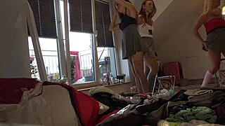 Trying on the tiniest thongs and see-through spandex leggings for fun