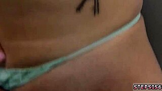 teen gives footjob and blowjob under desk