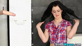 Euro teen feels overwhelmed getting bukkaked in a messy gloryhole blowbang.