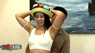 I worshipped the asian goddess teen 18+ as she took my blowjob and cum facial, her small tits bouncing