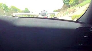 Horny wife feels excited giving blowjob to friend in public car, cum in mouth