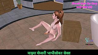 Teen 18+ Girl Sits On Floor In Animated 3d Video, Masturbating With Carrot In Marathi Audio Sex Story