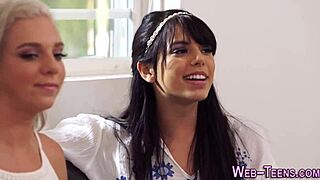 Petite latina tongues skinny teen babe