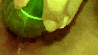 hey, watch this horny teen 18+ slide a cucumber deep inside!