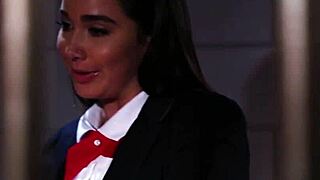 Latina Cougar Emotionally Tastes Inmate in Prison Lesbian Scene