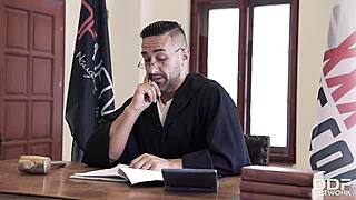 Court day turns into double penetration orgy?