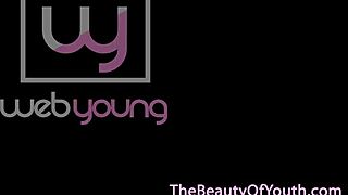 cheerleader les gets her smooth pussy licked before intense tribbing.