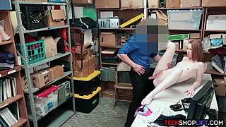 Redhead teen shoplifter caught by mall cop with monster cock. She’s petite and hairy!