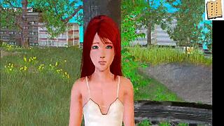 in my new family 142, the teen babe shows off small tits in anime style