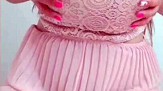 Young Student in Pink Dress Flashing Big Tits and Playing Wild - Luxury Orgasm! 😍