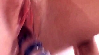 Blonde teen teases with toys, rips clothes, cums on webcam