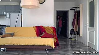 nerdy european teen eliza thorne gets massage leading to bent over sex with pussy licking masturbation close up