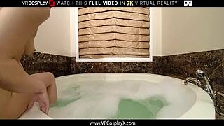 Blonde in costume rides monster cock pov missionary