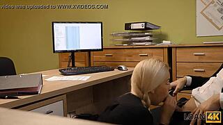 Loan4k agent lets bank worker drill her bent over desk for cash