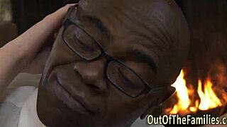 Amateur Sucking Black Rod with Handjob and Facial Cumshot