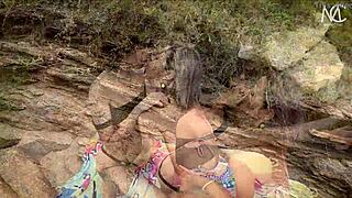 first time with a brazilian teen on the beach, public sex with mari and mih