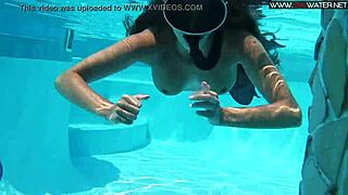 A rather attractive lady, Diana Kalgotkina photographed herself during a pool session without wearing any bikinis