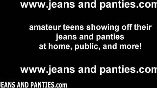 Enjoy the aesthetics of a young amatuer in tight jeans and pantiess