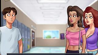 Blonde college girl with big tits in summertime saga adventure