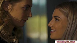 Teen blonde just let her milf neighbor dive in and lick her sweet pussy.