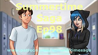 Blonde college girl with big tits in summertime saga adventure