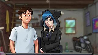 Summertime saga teen with small tits, what a hot scene!