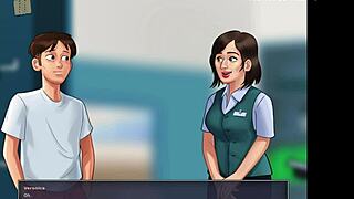 Summertime saga teen with small tits, what a hot scene!