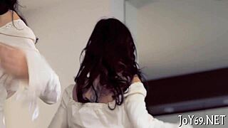 Solo gal stimulates tits and love tunnel