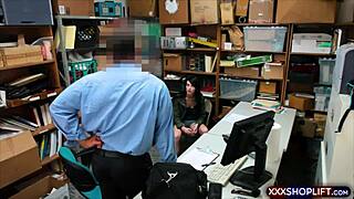 teen shoplifter offers blowjob and fuck after getting caught