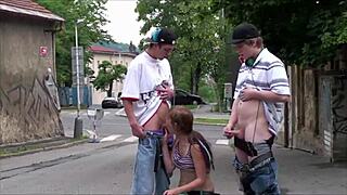 Street fucking gets wild with cute Alexis Crystal taking it hard in public outdoor action. Her pretty face shows pure thrill.