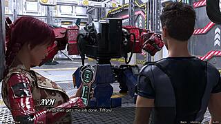 Half Robot Girl Flirts With Big Cock In Space