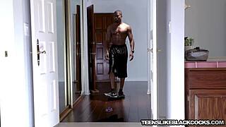 Teen Kasey Miller takes big black cock in shower banging.