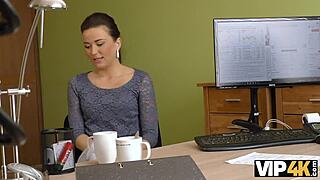 vip4k loan agent uses powers to fuck beautiful girl in interview.