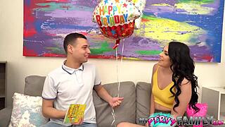 Yo, desperate stepsister Natana Brooke begs for cock on her birthday! 🎉