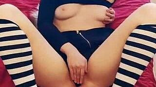 Lovely Young 18+ Babe Deepthroats Big Cock and Plays Pussy in Lingerie POV