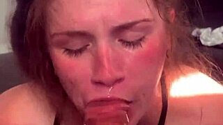 BBC finds a blonde bombshell giving deep throating in dorm room