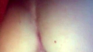 Amateur teen plays with double dildo in masturbation
