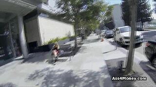 that barista teen 18+ spread wide for cock and cash in public. pov blowjob felt amazing outdoors