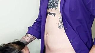 watch me cum in this petite teen's mouth after her blowjob with small tits