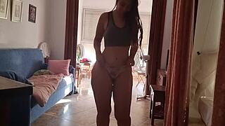 Blonde teen 18+ with big ass makes personalized video