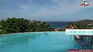 hey, wanna see a skinny blonde teen get anal by the pool?