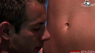 hey, wanna see a skinny blonde teen get anal by the pool?