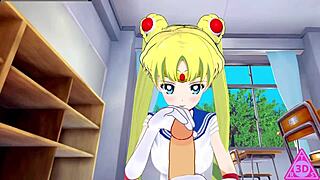 Sailor Moon Gets Horny Blowjob And Cumshot