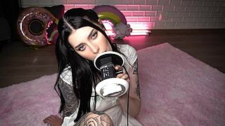 ASMR Perfect Bae Honey Haze On Her Knees Sucking Wet Tits For Orgasm!